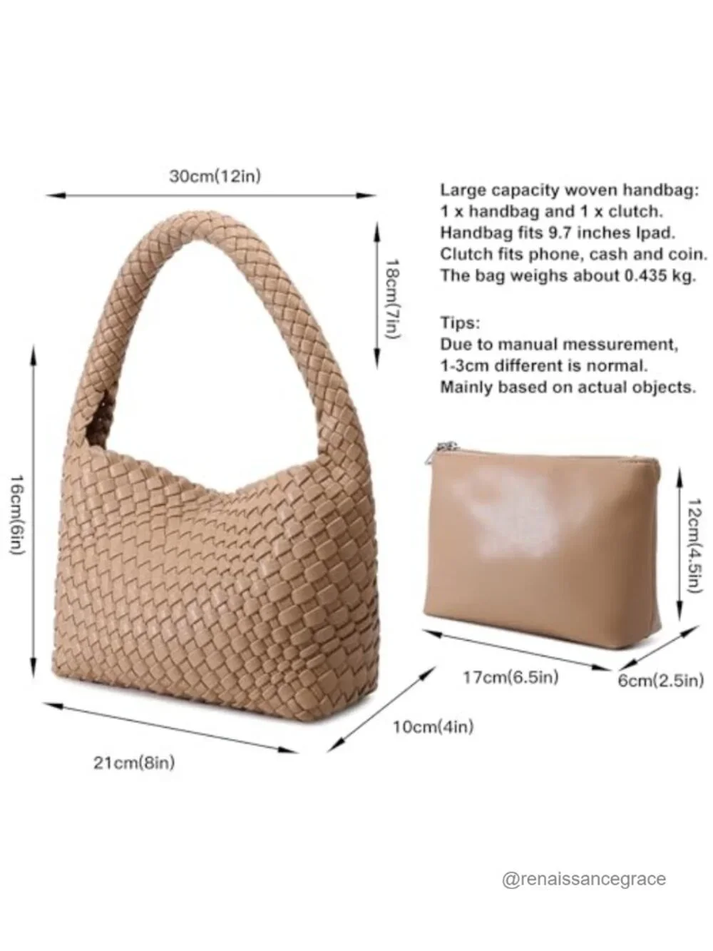 Woven Vegan Leather Mini Hobo Shoulder Bag Tote for Women Travel Beach